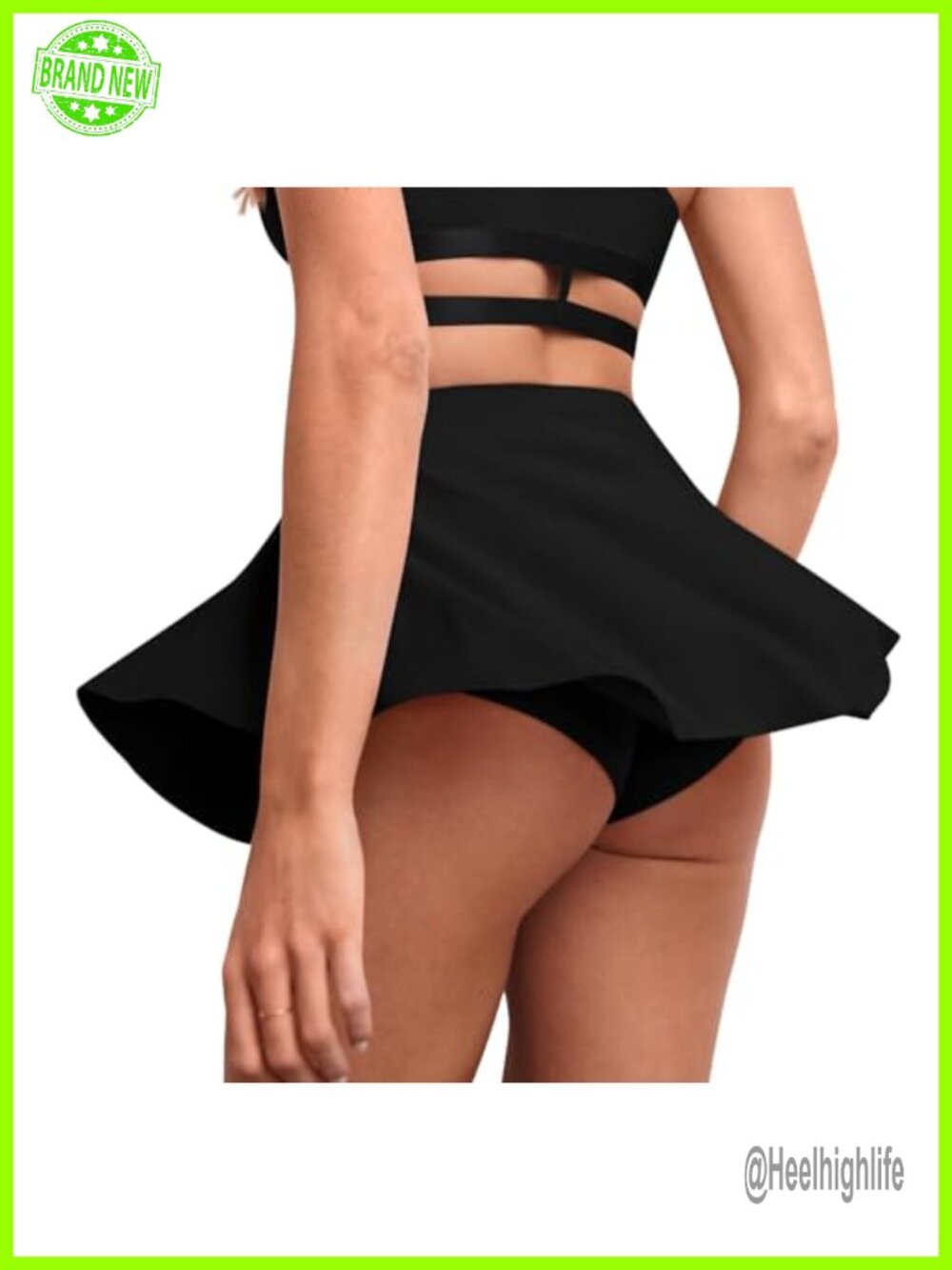 Mini Skirt with Shorts Underneath Flowy Ruffle High Waisted Skort for Pole